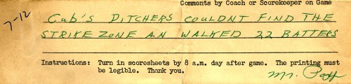Scorekeeper comment 07-12-1965