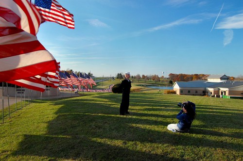 Flags flying on Veterans Day at North County Park 11-11-2011