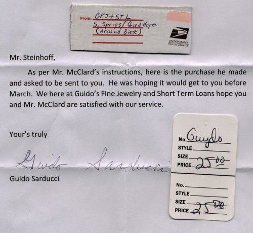 Watch sent to Ken Steinhoff from Dick McClard 08-29-2013