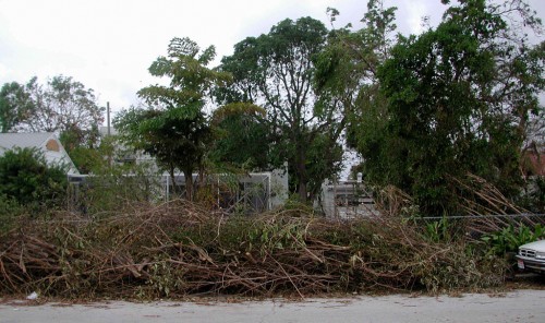 Debris left after Hurricane Frances in 2004