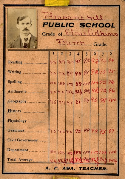 Elsie Adkins Welch Report Card front