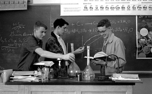 Jim Stone and others in Science class c 1964