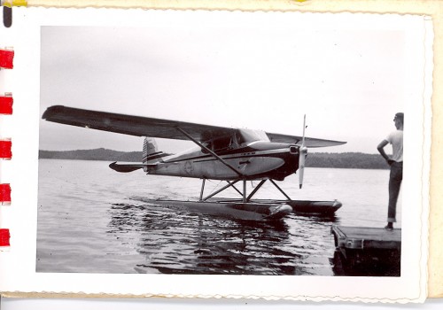 Seaplane ride w Ken Steinhoff, Troas Joiner, Bill Joiner, LV Steinhoff c 1952
