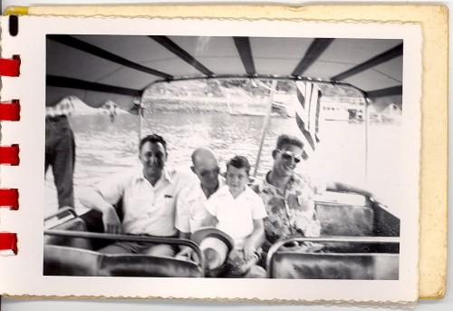 Seaplane ride w Ken Steinhoff, Troas Joiner, Bill Joiner, LV Steinhoff c 1952
