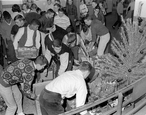 CHS canned food drive c Dec. 1964