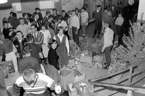 CHS canned food drive c Dec. 1964