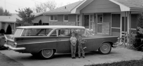 David and Mark Steinhoff w Buick LaSabre station wagon