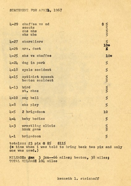 KLS 04-1967 photo and mileage invoice