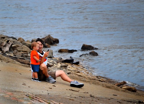 Brad Bollwert and son Carson on riverfront 09-10-2014