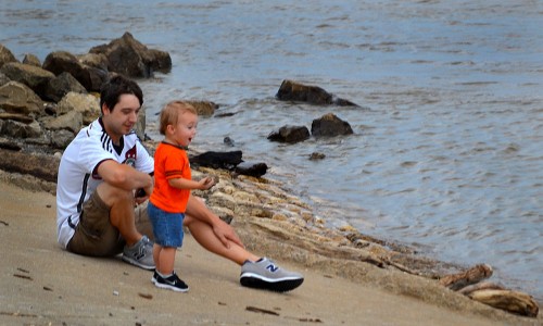 Brad Bollwert and son Carson on riverfront 09-10-2014