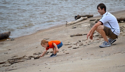 Brad Bollwert and son Carson on riverfront 09-10-2014