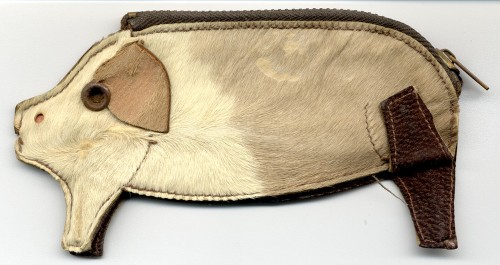 Pigskin coin purse from Mexico c 1949; gift to KLS from Elsie Welch