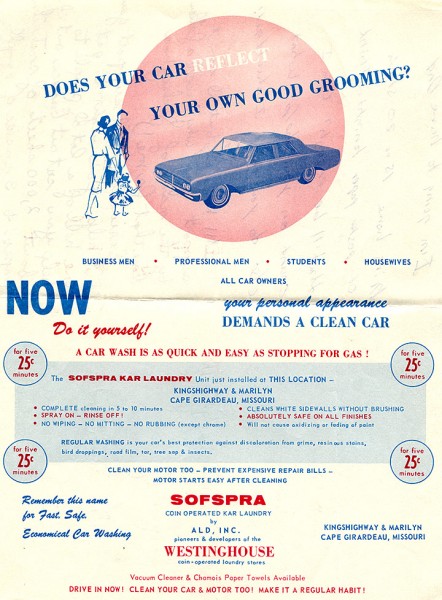 Sofspra Kar Laundry flyer c 1961