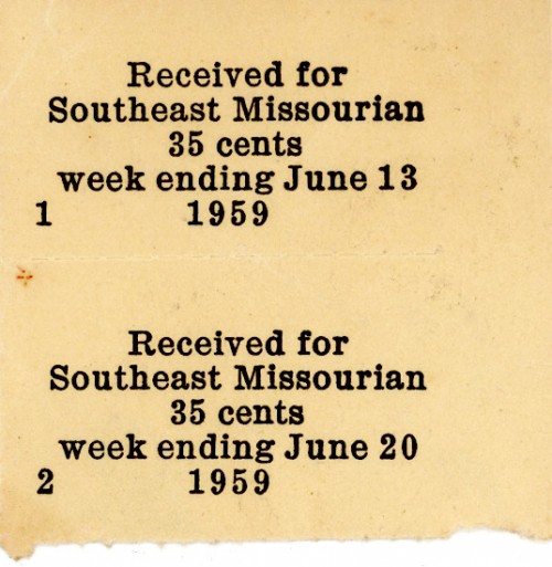 June collection Southeast Missourian collection receipt