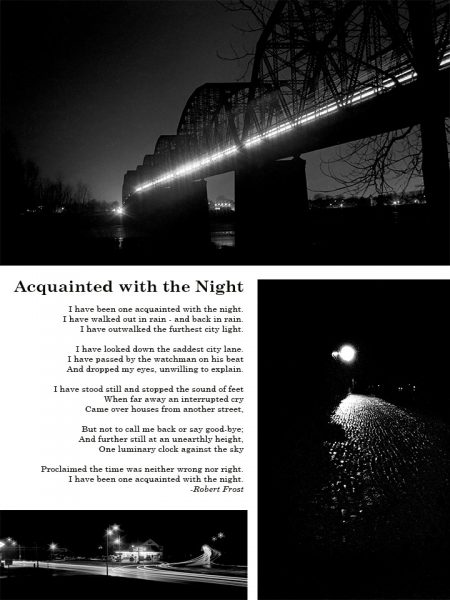 Layout of night photos w Frost poem
